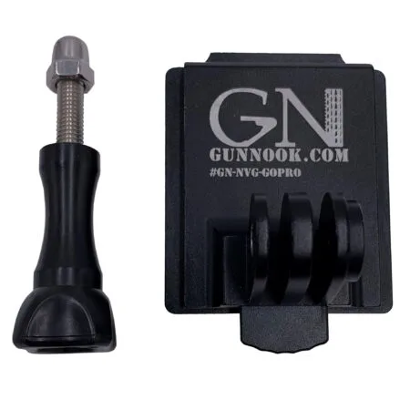 Black helmet mount designed for attaching action cameras to tactical helmets.